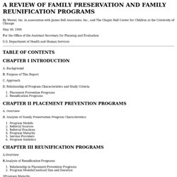 A REVIEW OF FAMILY PRESERVATION AND FAMILY REUNIFICATION PROGRAMS