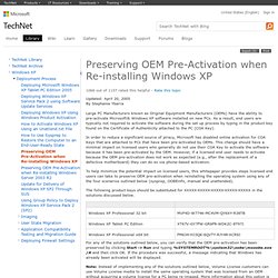 Preserving OEM Pre-Activation when Re-installing Windows XP