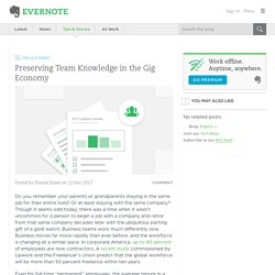 Preserving Team Knowledge in the Gig Economy