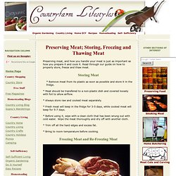 Preserving Meat; Storing, Freezing and Thawing Meat