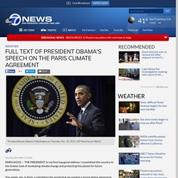 Full text of President Obama's speech on the Paris Climate Agreement