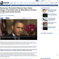 President Obama on Scott Brown Massachusetts Victory