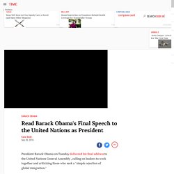 President Obama's Final United Nations Speech: Transcript