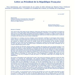 Lettre de Maurice Nivat au Président de la République Française