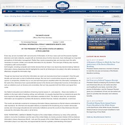 The White House - Press Office - Presidential Proclamation National Information Literacy Awareness Month