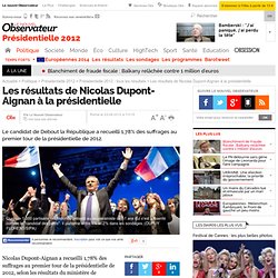 Les résultats de Nicolas Dupont-Aignan à la présidentielle - 23 avril 2012