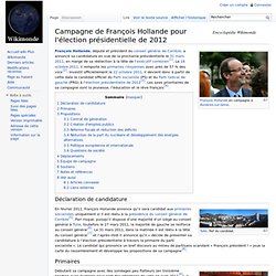 Campagne de François Hollande pour l'élection présidentielle de 2012 - Wikimonde Plus