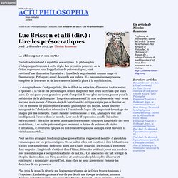 Luc Brisson et alii (dir.) : Lire les présocratiques