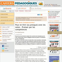 Pour en finir (ou presque) avec les notes - Évaluer par les compétences