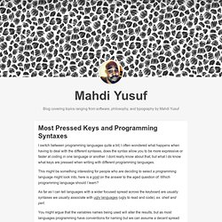 Mahdi Yusuf: Most Pressed Keys and Programming Syntaxes