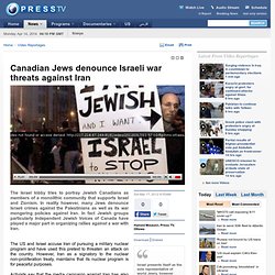 Canadian Jews denounce Israeli war threats against Iran