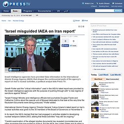 Israel misguided IAEA on Iran report'