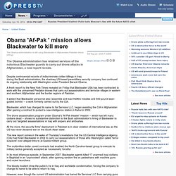 Obama 'Af-Pak ' mission allows Blackwater to kill more
