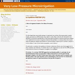 Very Low Pressure Microirrigation: Le système MIETBP (Fr)