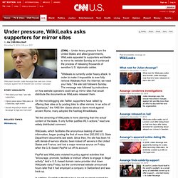 Under pressure, WikiLeaks asks supporters for mirror sites