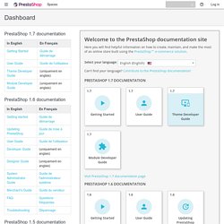 Dashboard - PrestaShop documentation