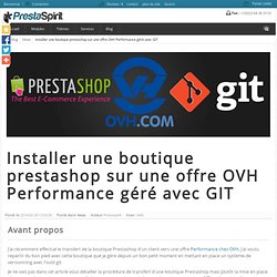 Installer une boutique prestashop sur une offre OVH Performance géré avec GIT