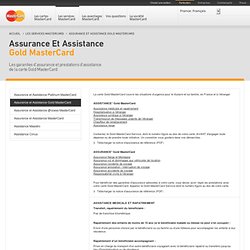 Garanties d’assurance et prestations d’assistance - carte Gold MasterCard