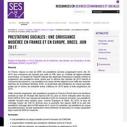 Prestations sociales : une croissance modérée en France et en Europe. Drees. Juin 2017. — Sciences économiques et sociales