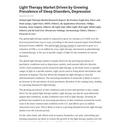 Light Therapy Market Driven by Growing Prevalence of Sleep Disorders, Depression  – Telegraph