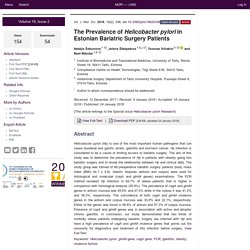 Int. J. Mol. Sci. 2018, 19(2), 338; The Prevalence of Helicobacter pylori in Estonian Bariatric Surgery Patients