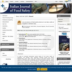 ITALIAN JOURNAL OF FOOD SAFETY - 2016 - Low prevalence of Salmonella enterica in cull dairy cattle at slaughter in Northern Italy