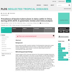 PLOS 17/06/21 Prevalence of bovine tuberculosis in dairy cattle in China during 2010–2019: A systematic review and meta-analysis