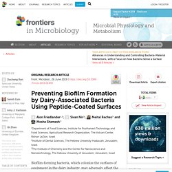 FRONT. MICROBIOL. 26/06/19 Preventing Biofilm Formation by Dairy-Associated Bacteria Using Peptide-Coated Surfaces