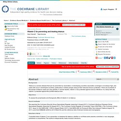 Vitamin C for preventing and treating tetanus - The Cochrane Library - Hemilä