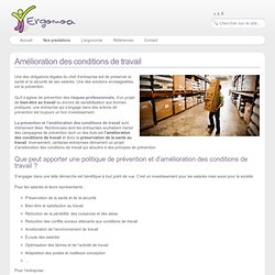 L’ergonomie, la prévention et l’amélioration des conditions de travail - Ergonoa - Cabinet conseil en ergonomie