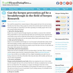 Can the herpes prevention gel be a breakthrough in the field of herpes Research