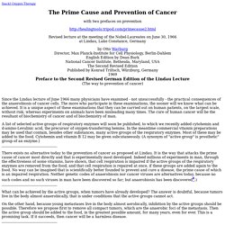 The Prime Cause and Prevention of Cancer by Otto Warburg