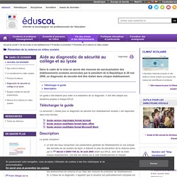 Prévention de la violence en milieu scolaire - Diagnostic de sécurité au collège et au lycée