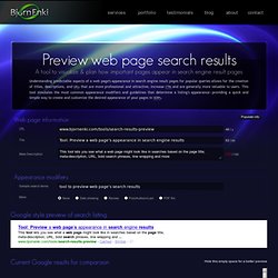Tool: Preview a web page's appearance in search engine results