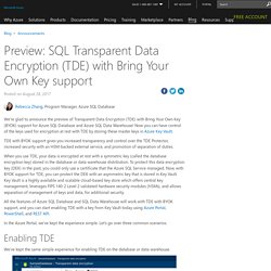 Preview: SQL Transparent Data Encryption (TDE) with Bring Your Own Key support