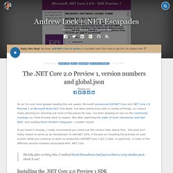 The .NET Core 2.0 Preview 1, version numbers and global.json