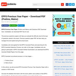 EPFO Previous Year Paper - Download PDF - govtjoblelo.com