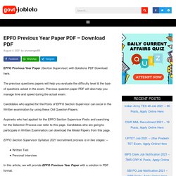 EPFO Previous Year Paper PDF - Download PDF - govtjoblelo.com