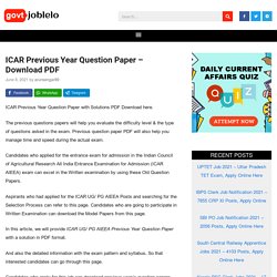 ICAR AIEEA Previous Year Question Paper - Download PDF