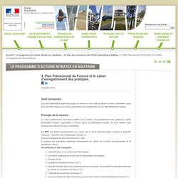4. Plan Prévisionnel de Fumure et le cahier d’enregistrement des pratiques - DREAL Aquitaine