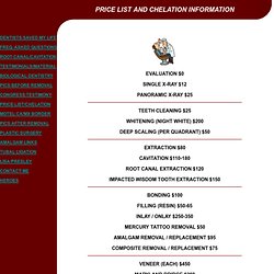 PRICE LIST AND CHELATION INFORMATION