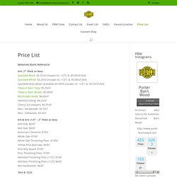 Price List - Porter Reclaimed Barn Wood