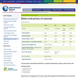 Dates and prices of courses - Learn English at IH Bristol