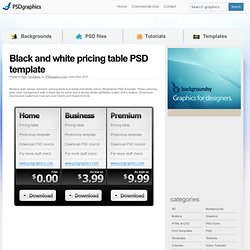 Black and white pricing table PSD template