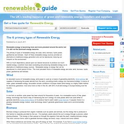 The 6 primary types of Renewable Energy