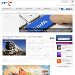 ETF - ETF primée au palmarès final du prix de l'innovation VINCI 2017