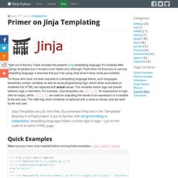 Primer on Jinja Templating