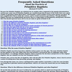 Primitive Baptist FAQ