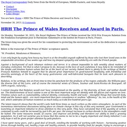 HRH The Prince of Wales Receives and Award in Paris.