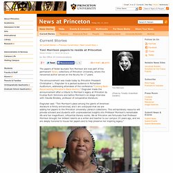 Toni Morrison papers to reside at Princeton